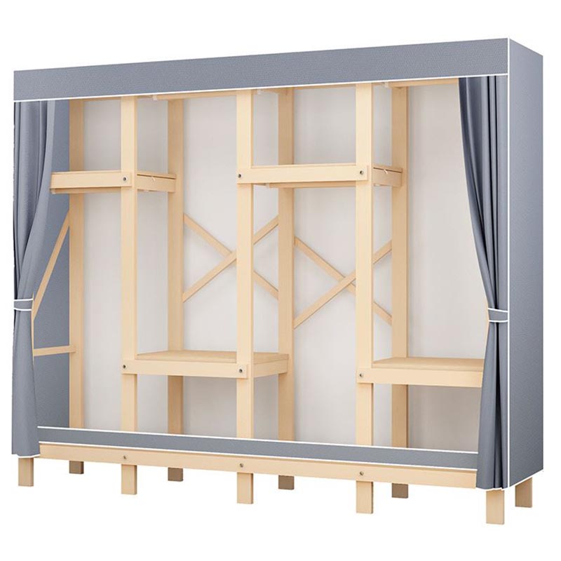 Contemporary Style Wardrobe Solid Wood 1-Door Wardrobe Closet with Cloth Rod