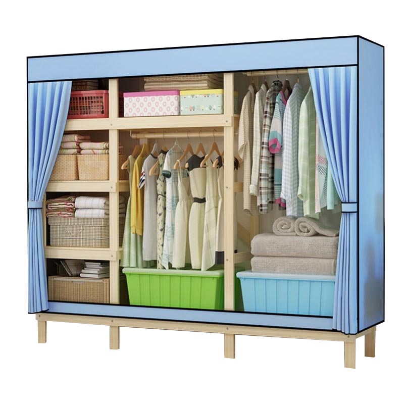 Contemporary Style Wardrobe Solid Wood 1-Door Wardrobe Closet with Cloth Rod