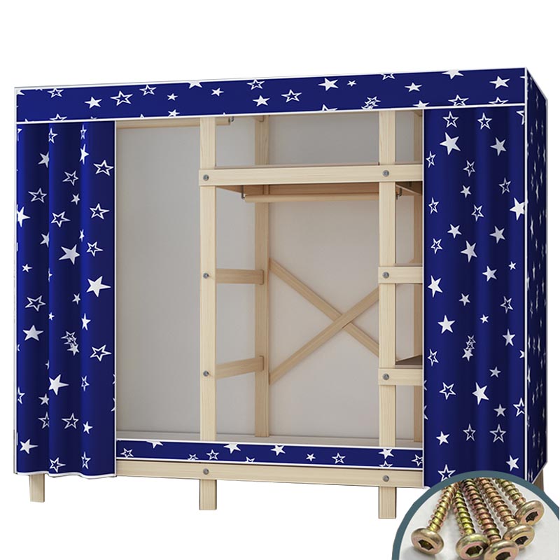 Contemporary Style Wardrobe Solid Wood 1-Door Wardrobe Closet with Cloth Rod