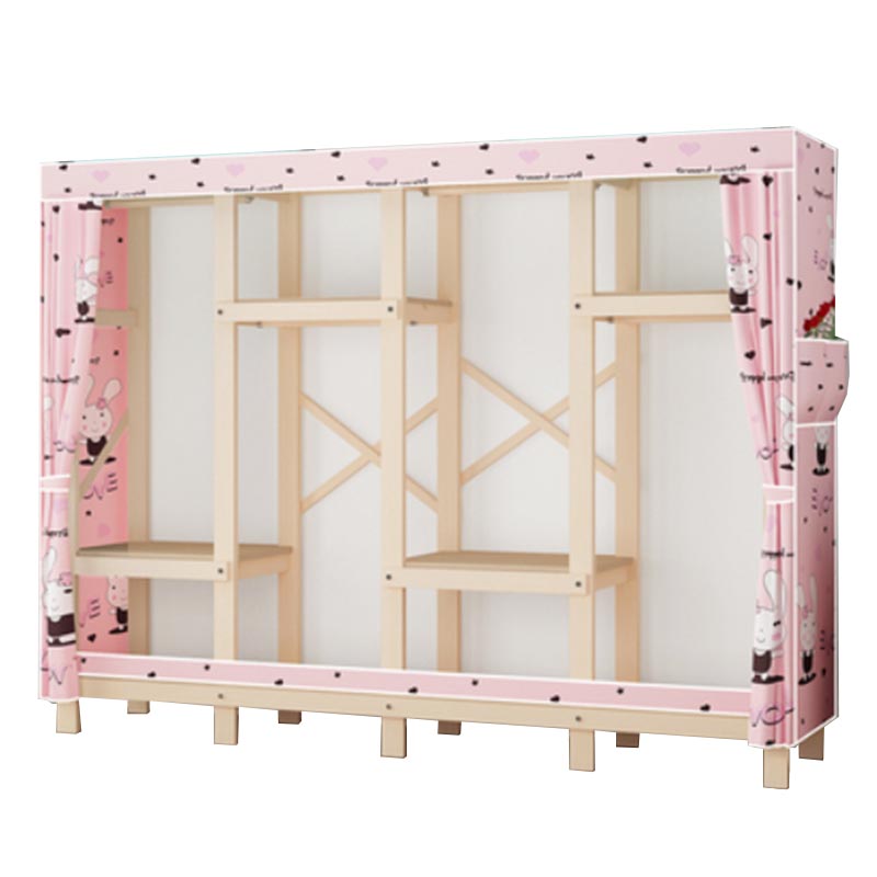 Contemporary Style Wardrobe Solid Wood 1-Door Wardrobe Closet with Cloth Rod