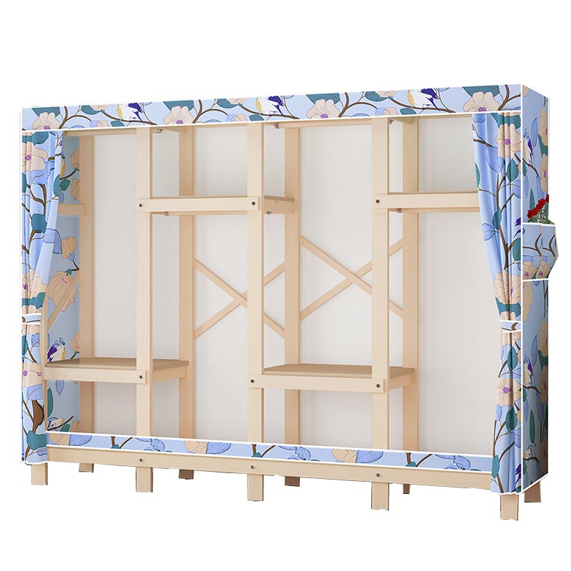 Contemporary Style Wardrobe Solid Wood 1-Door Wardrobe Closet with Cloth Rod