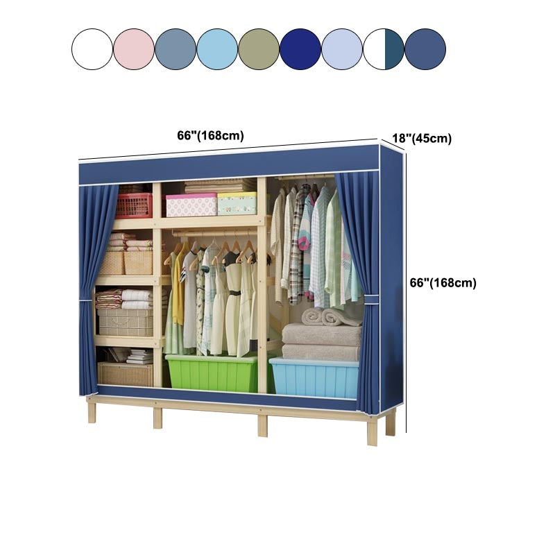 Contemporary Style Wardrobe Solid Wood 1-Door Wardrobe Closet with Cloth Rod