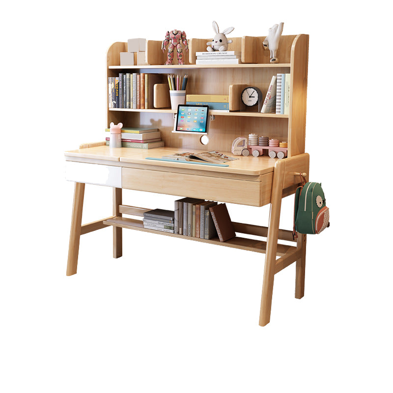 Rectangular Office Desk Adjustable Solid Wood Writing Desk in Matte Finish