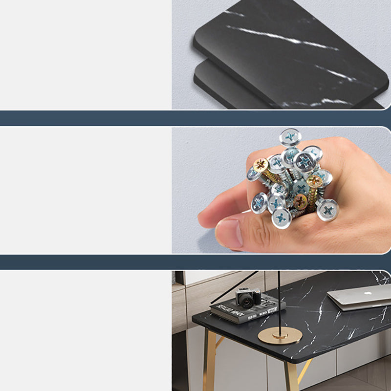 Manufactured Wood Office Desk Rectangular Matte Finish Writing Desk for Home and Office