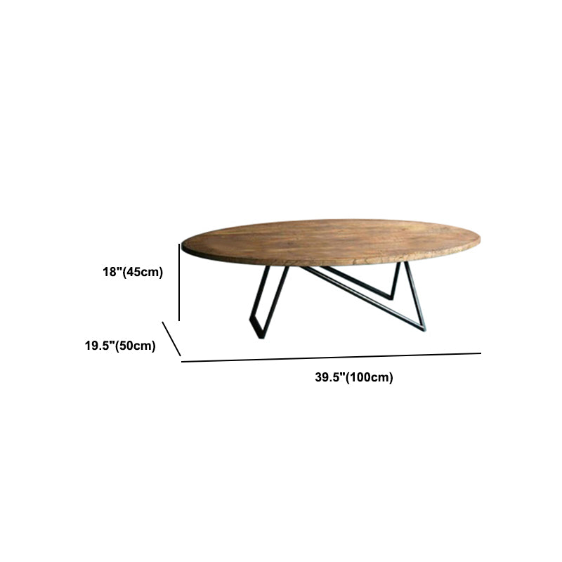 Industrial Office Desk Distressed Wood Oval Writing Desk with Metal Legs