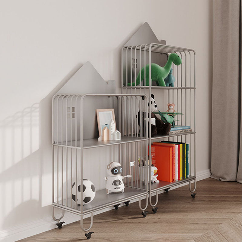 Modern Metal Bookshelf Standard Open Shelf Bookcase in Burnish