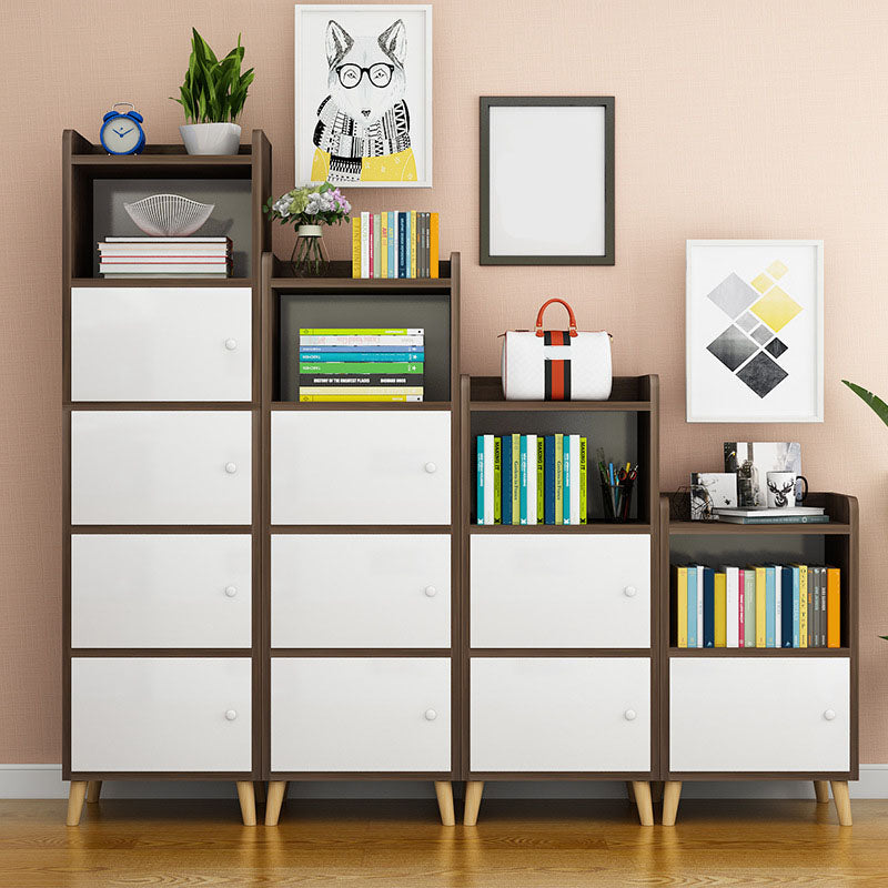 9.4" W Modern Wooden Bookshelf Closed Back Shelf Bookcase with Doors