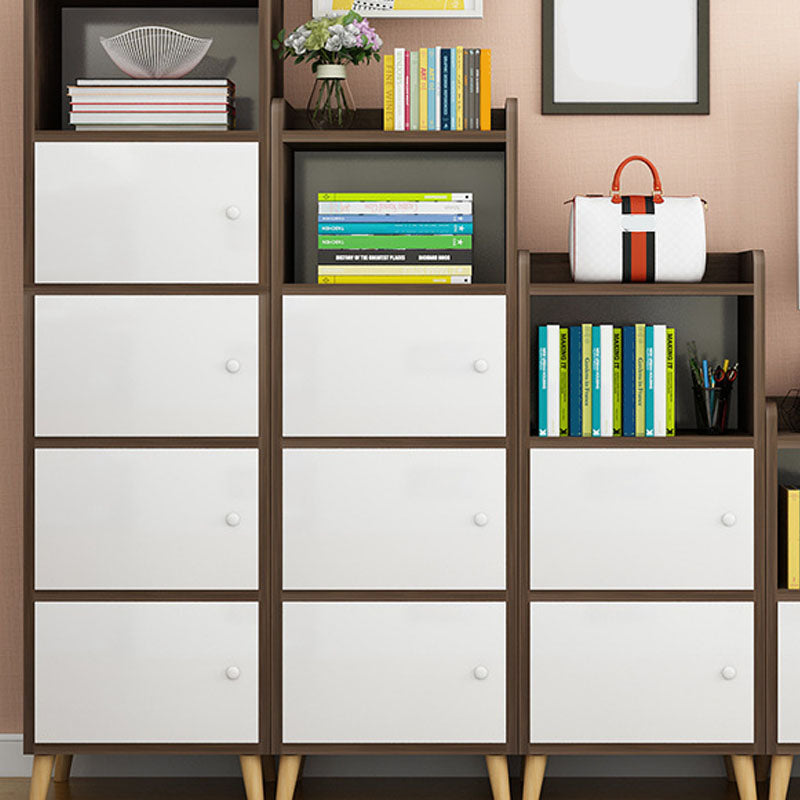 9.4" W Modern Wooden Bookshelf Closed Back Shelf Bookcase with Doors