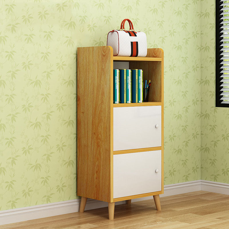 9.4" W Modern Wooden Bookshelf Closed Back Shelf Bookcase with Doors