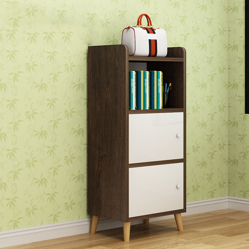 9.4" W Modern Wooden Bookshelf Closed Back Shelf Bookcase with Doors