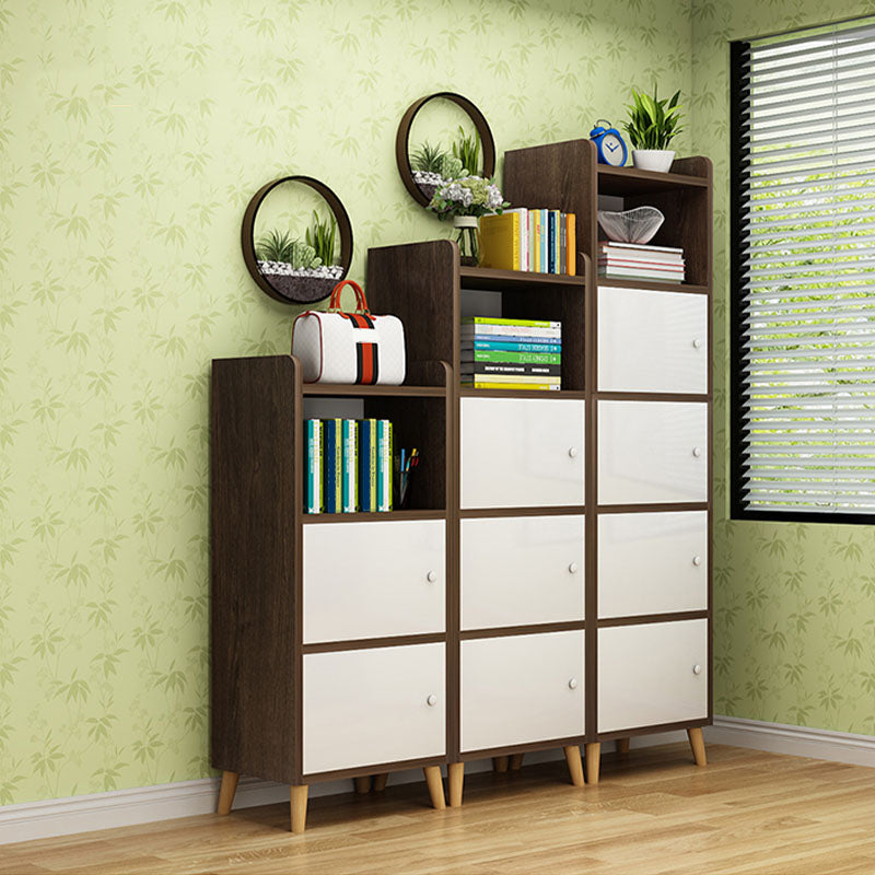 9.4" W Modern Wooden Bookshelf Closed Back Shelf Bookcase with Doors