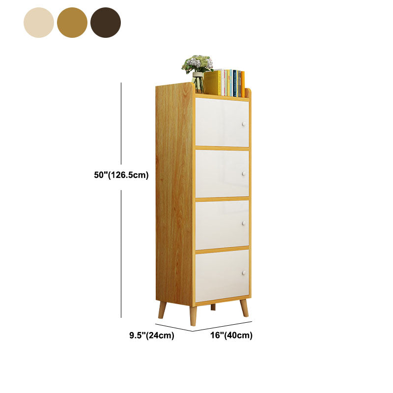 9.4" W Modern Wooden Bookshelf Closed Back Shelf Bookcase with Doors