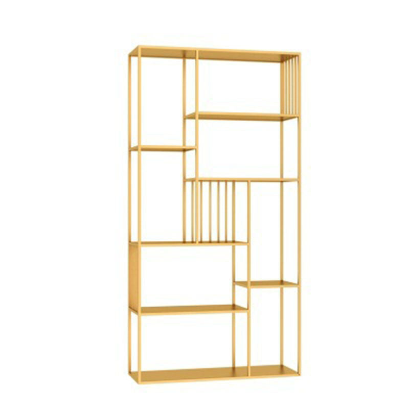 Modern Metal Bookshelf Etagere Open Shelf Bookcase in Burnish-70.8" H x 11.8" W