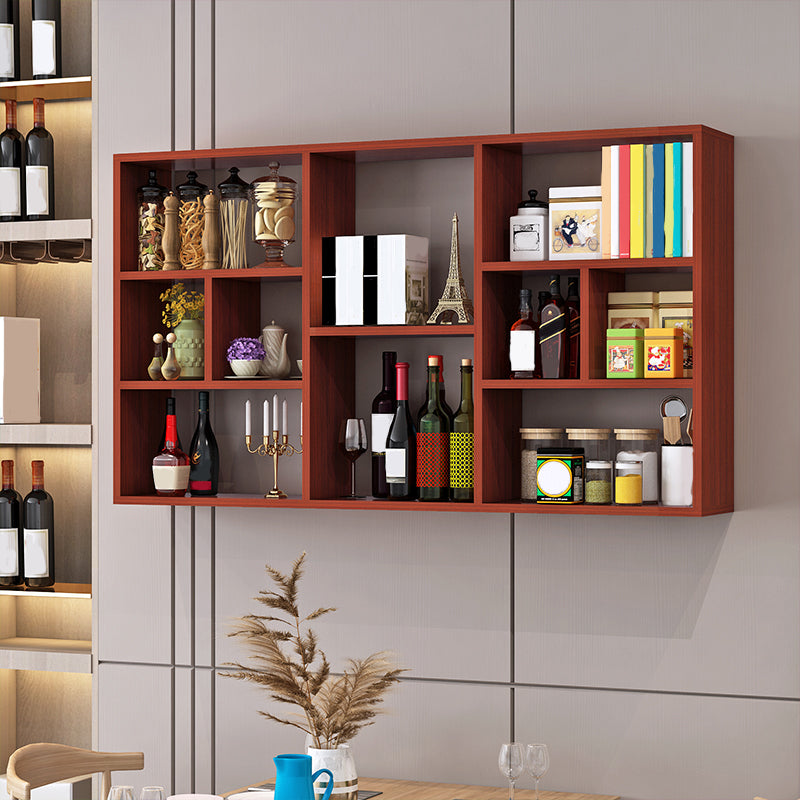 Contemporary Wooden Shelf Bookcase Wall Mounted Floating Bookcase