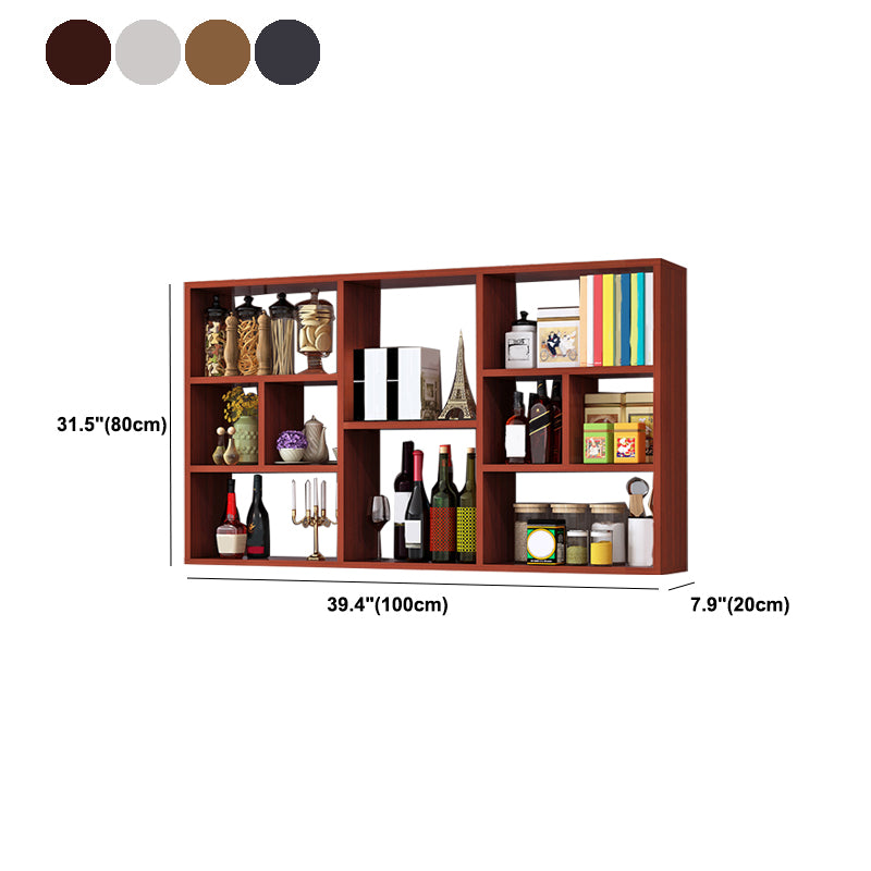 Contemporary Wooden Shelf Bookcase Wall Mounted Floating Bookcase
