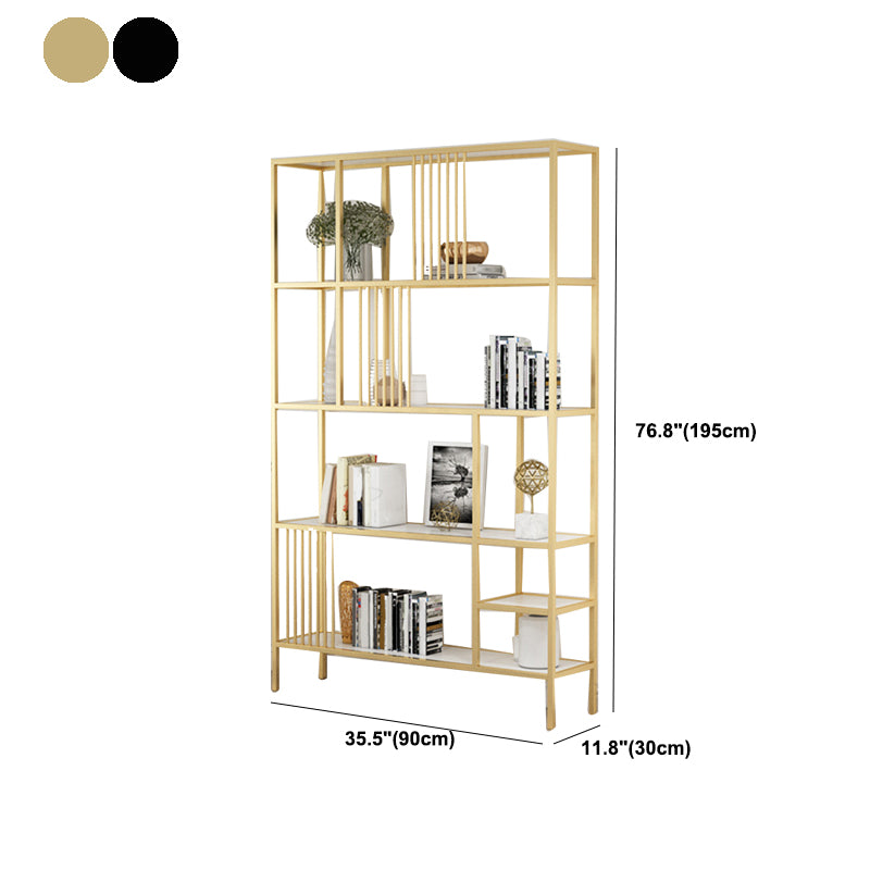 Black and Gold Modern Shelf Bookcase Metal Open Shelf for Home