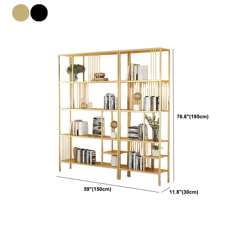 Black and Gold Modern Shelf Bookcase Metal Open Shelf for Home