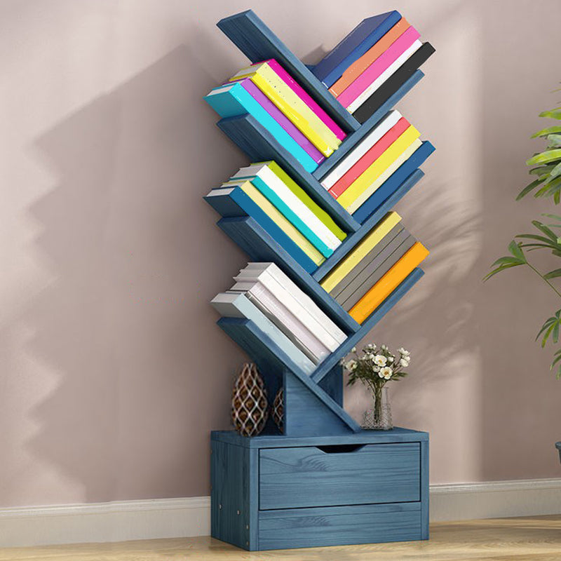 Modern Engineered Wood Bookshelf Geometric Open Shelf Bookcase