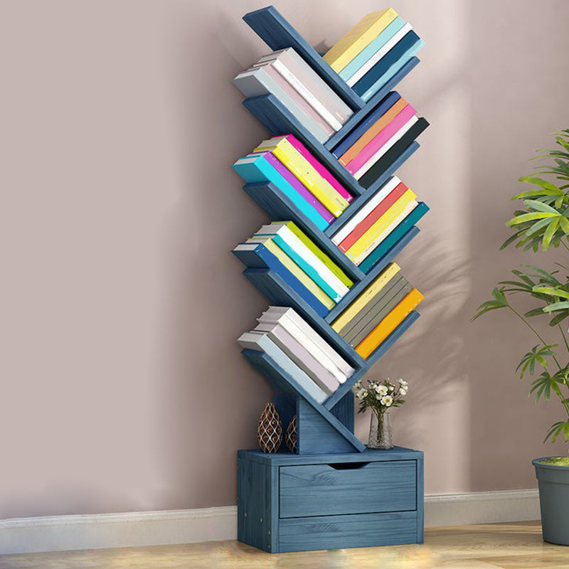Modern Engineered Wood Bookshelf Geometric Open Shelf Bookcase