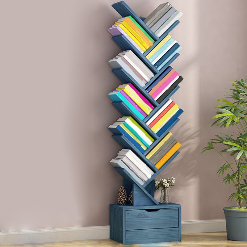 Modern Engineered Wood Bookshelf Geometric Open Shelf Bookcase