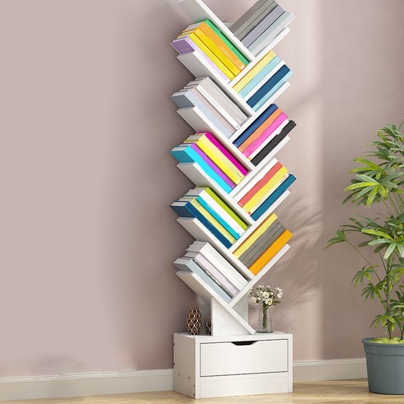 Modern Engineered Wood Bookshelf Geometric Open Shelf Bookcase