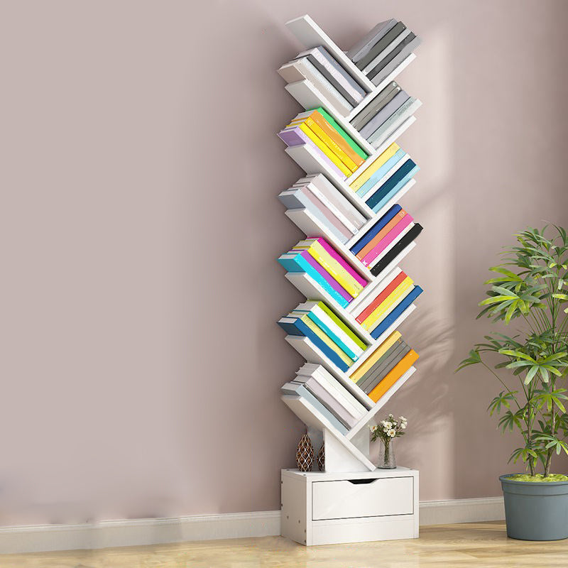 Modern Engineered Wood Bookshelf Geometric Open Shelf Bookcase