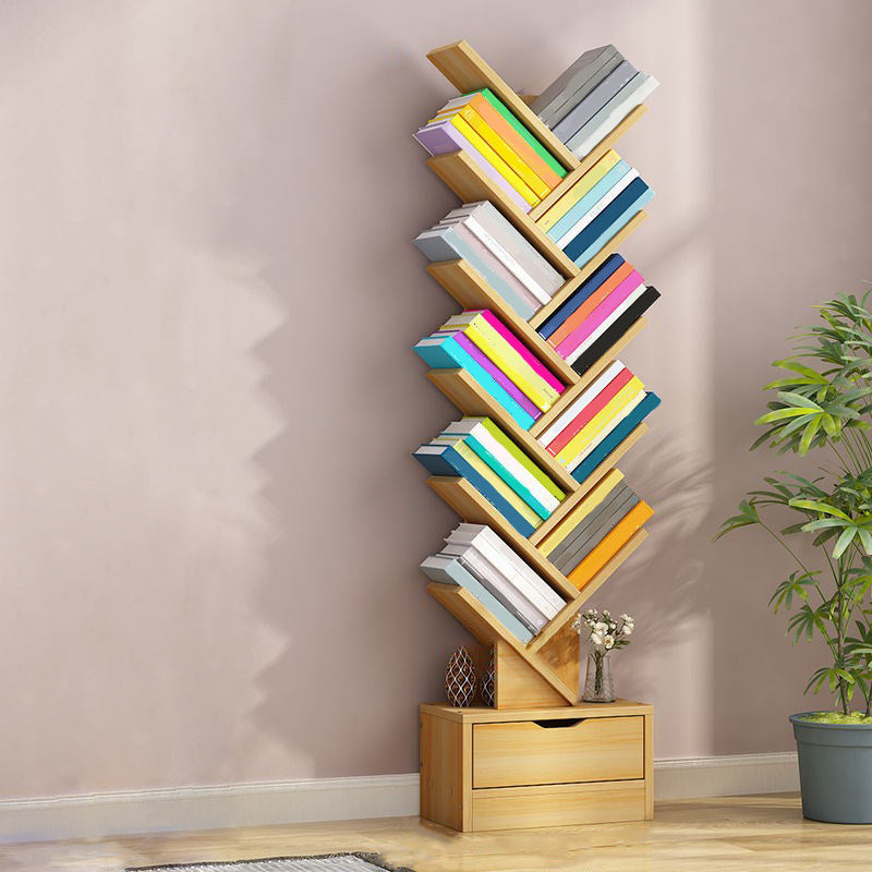 Modern Engineered Wood Bookshelf Geometric Open Shelf Bookcase