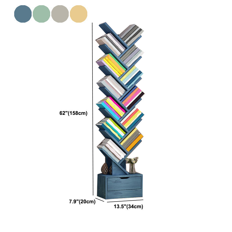 Modern Engineered Wood Bookshelf Geometric Open Shelf Bookcase