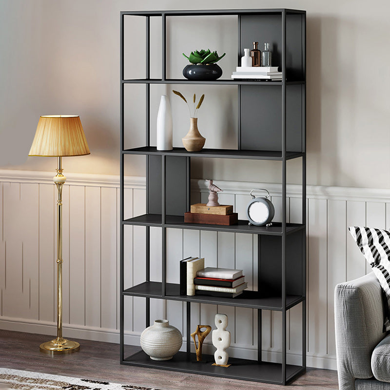 5-Shelf Modern Metal Bookshelf Etagere Open Shelf Bookcase in Burnish