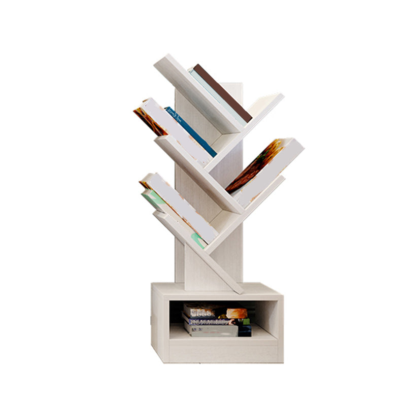 Modern Wood Bookshelf Geometric Closed Back Bookcase in Burnish