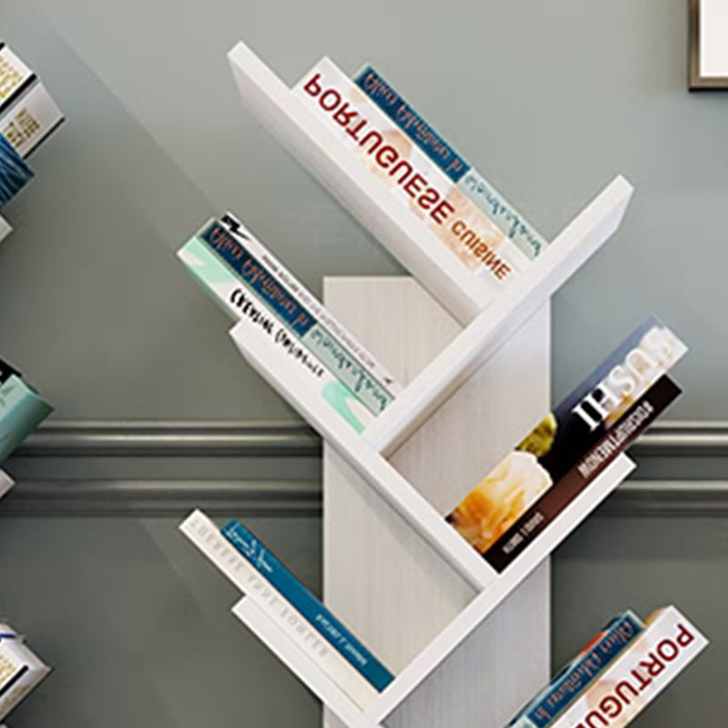 Modern Wood Bookshelf Geometric Closed Back Bookcase in Burnish