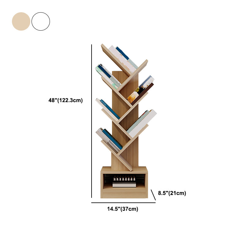 Modern Wood Bookshelf Geometric Closed Back Bookcase in Burnish