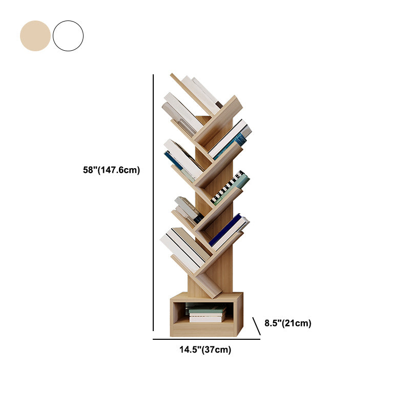 Modern Wood Bookshelf Geometric Closed Back Bookcase in Burnish