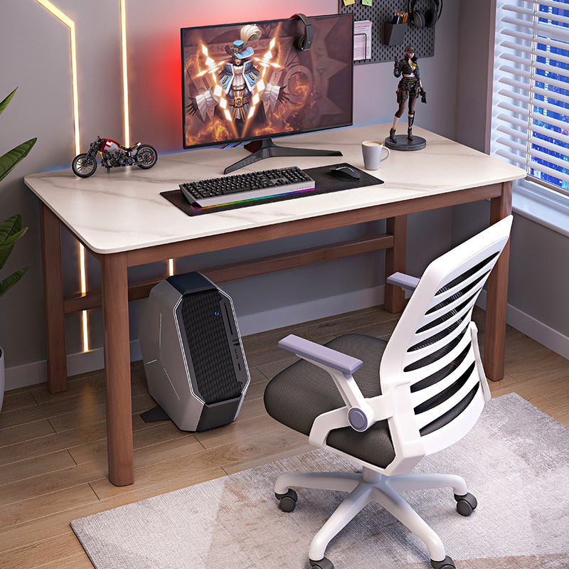 Modern Office Desk Solid Wood Rectangular Trestle Writing Desk for Home