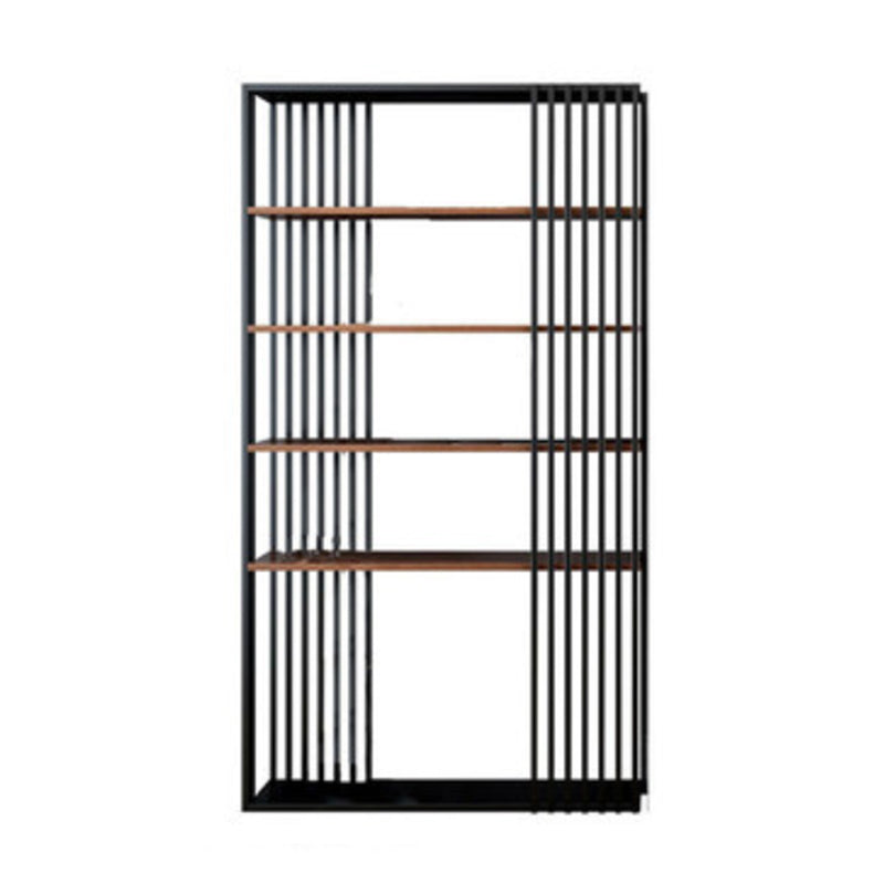 Contemporary Metal and Wooden Shelf Open Shelf Bookcase with Shelves