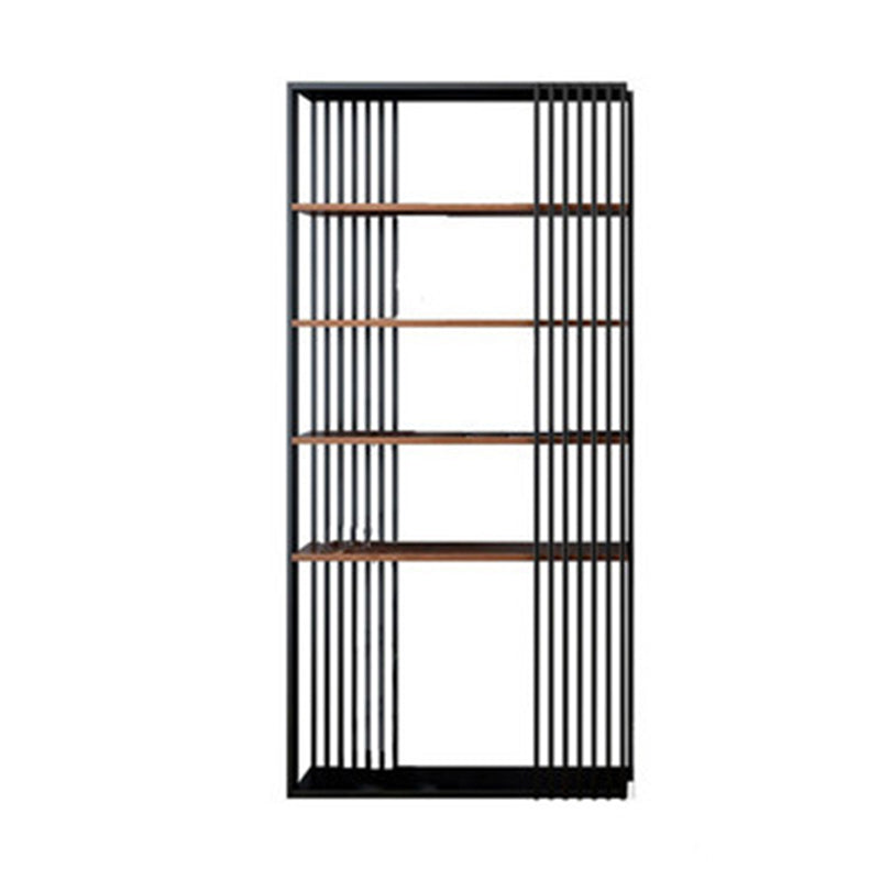 Contemporary Metal and Wooden Shelf Open Shelf Bookcase with Shelves