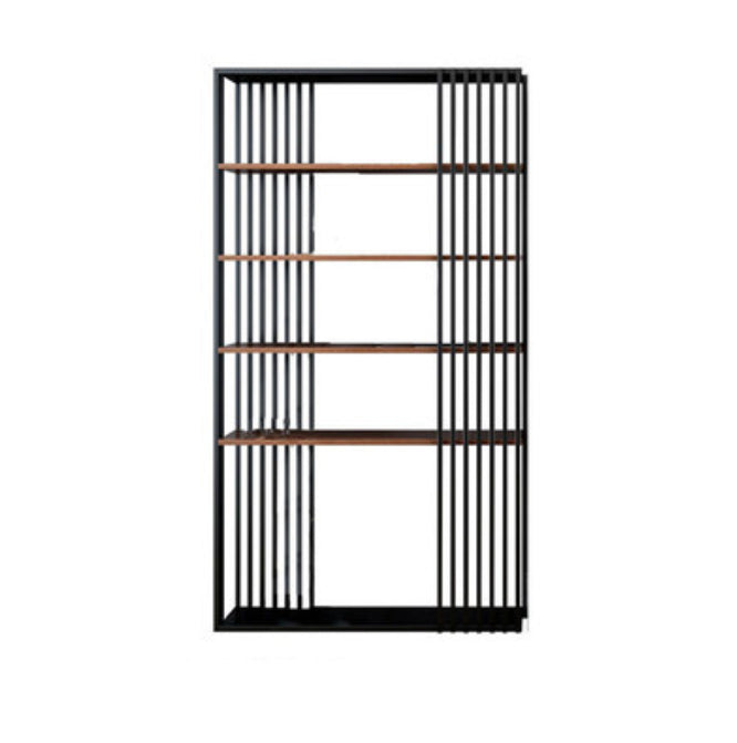 Contemporary Metal and Wooden Shelf Open Shelf Bookcase with Shelves