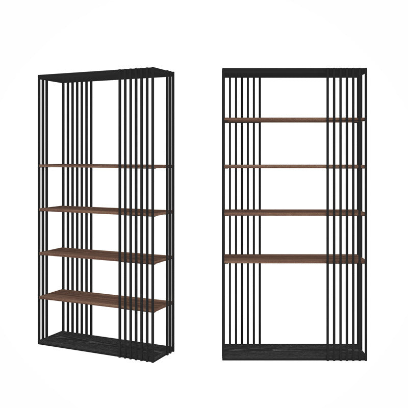 Contemporary Metal and Wooden Shelf Open Shelf Bookcase with Shelves