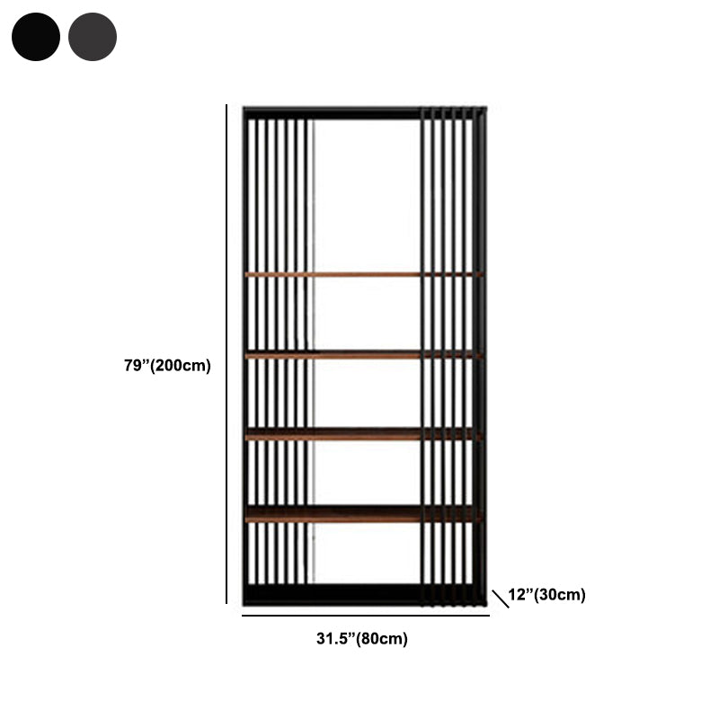 Contemporary Metal and Wooden Shelf Open Shelf Bookcase with Shelves
