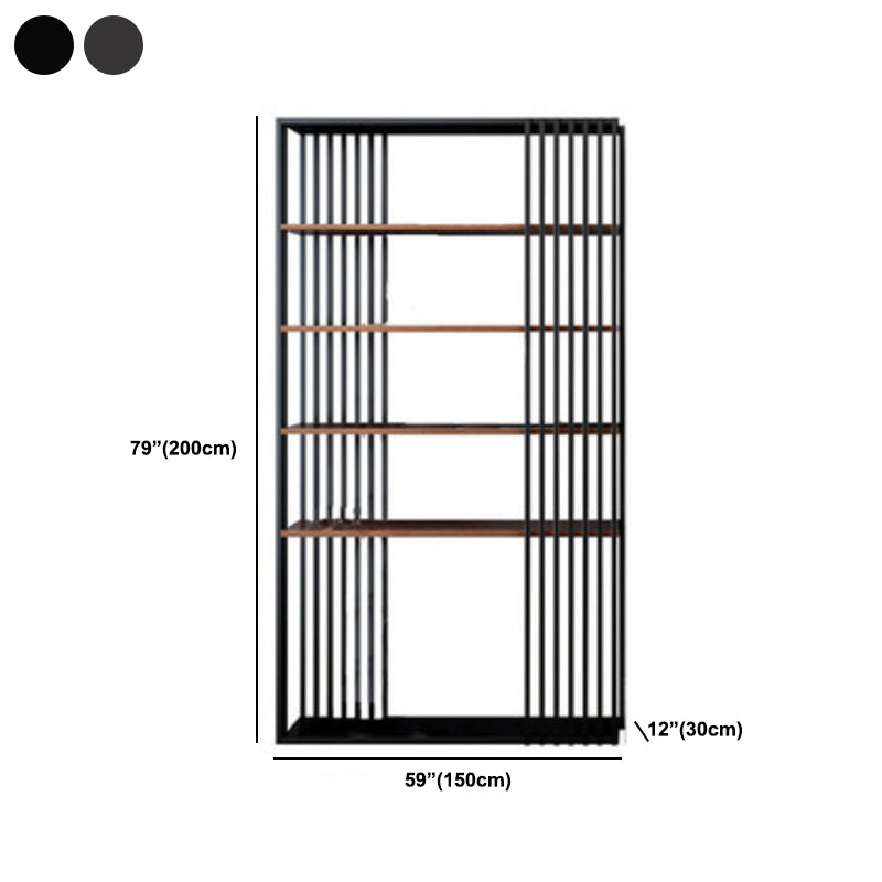 Contemporary Metal and Wooden Shelf Open Shelf Bookcase with Shelves