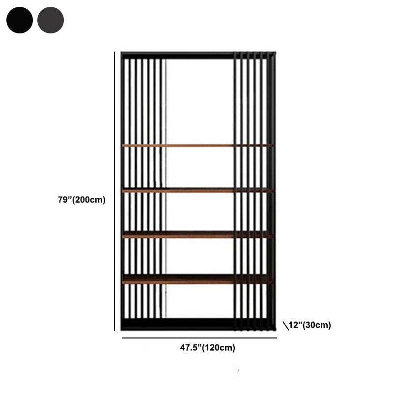 Contemporary Metal and Wooden Shelf Open Shelf Bookcase with Shelves
