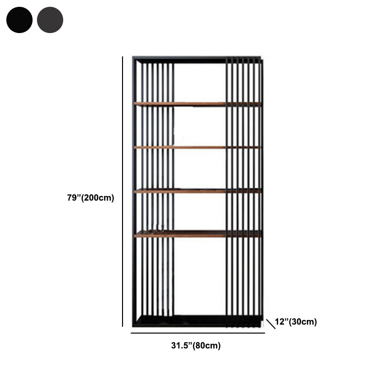Contemporary Metal and Wooden Shelf Open Shelf Bookcase with Shelves