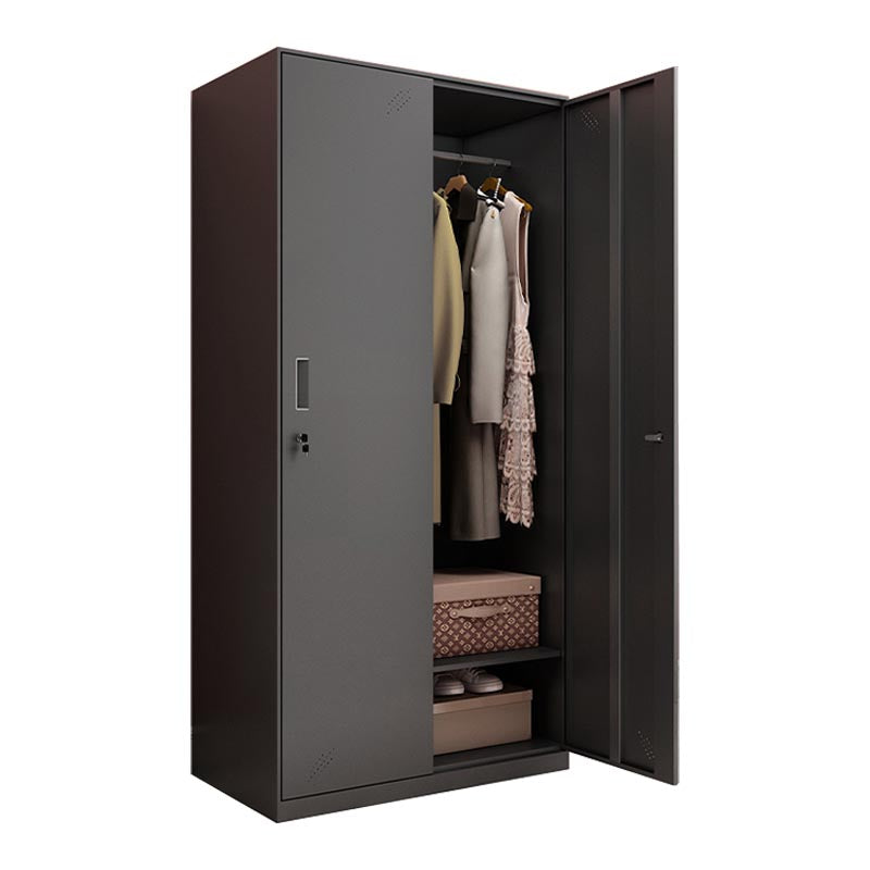 Black Metal Wardrobe Cabinet Contemporary Hinged Wardrobe Armoire