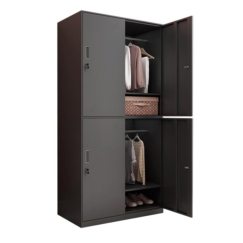 Black Metal Wardrobe Cabinet Contemporary Hinged Wardrobe Armoire