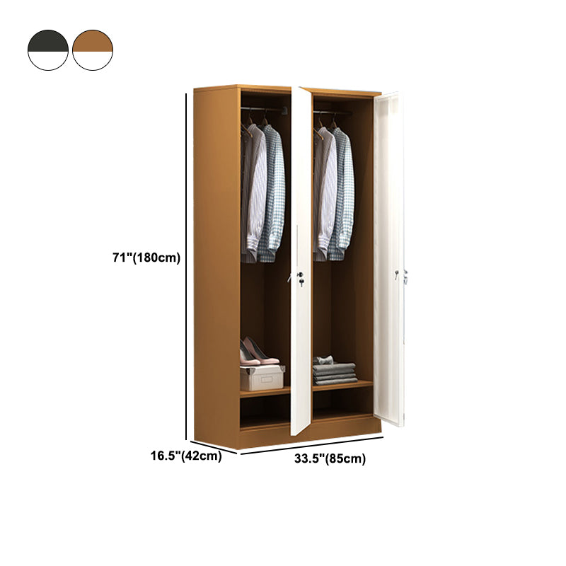 Contemporary Wardrobe Metal Freestanding Wardrobe Closet with Locks