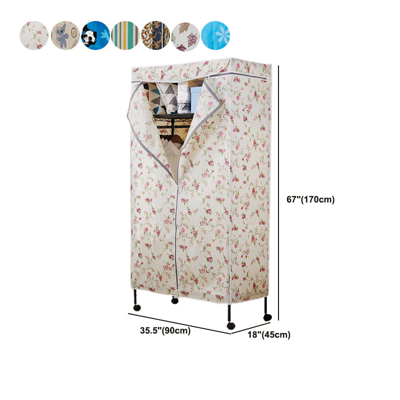 Contemporary Style Wardrobe Metal Adjustable Shelves Wardrobe Closet