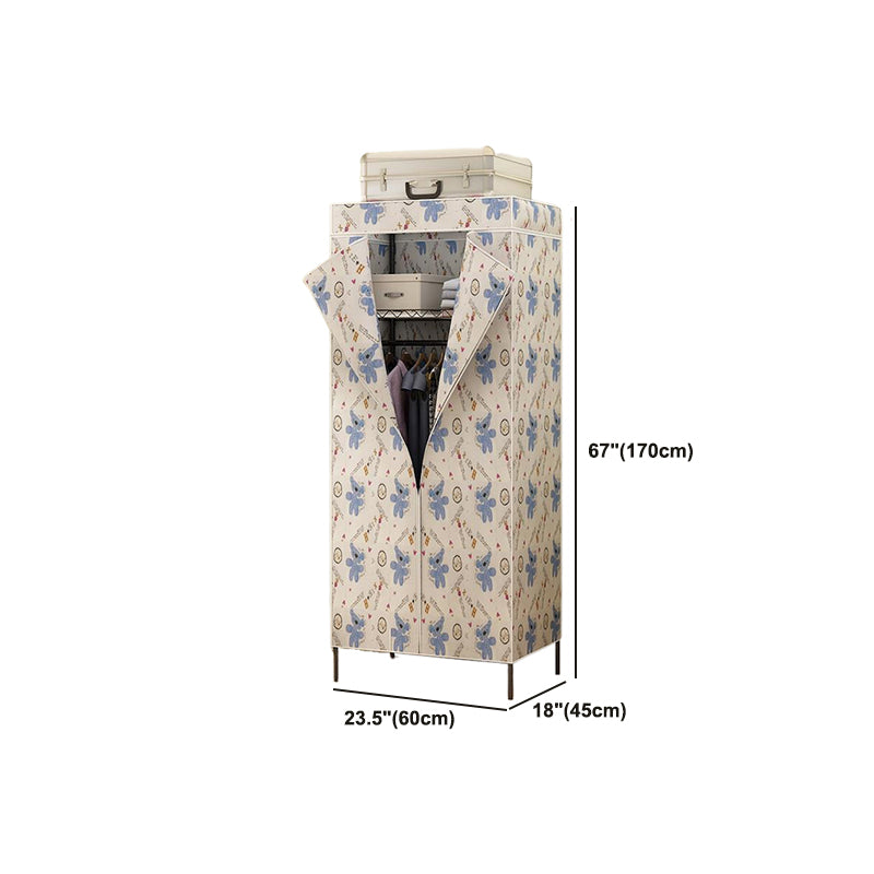 Contemporary Style Wardrobe Metal Adjustable Shelves Wardrobe Closet