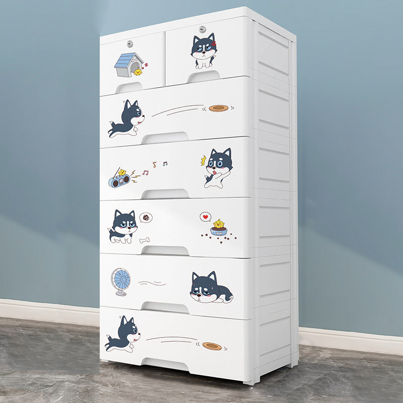 Contemporary Wardrobe White Color Plastic Wardrobe Closet with Drawers