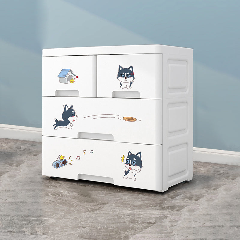 Contemporary Wardrobe White Color Plastic Wardrobe Closet with Drawers