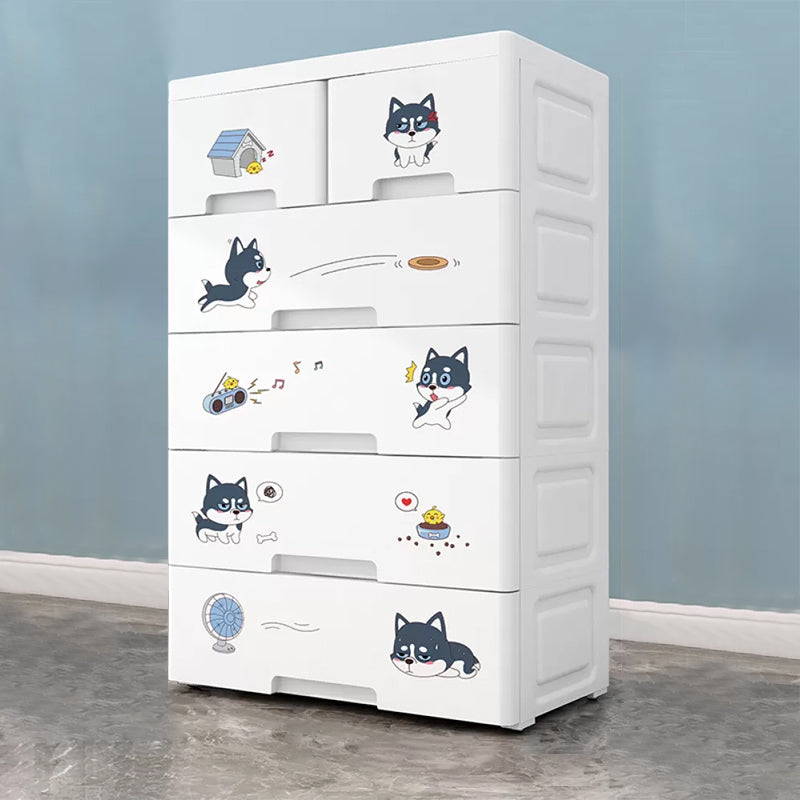 Contemporary Wardrobe White Color Plastic Wardrobe Closet with Drawers